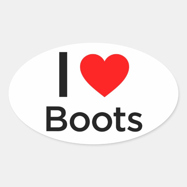 I Love Boots Oval Sticker (Front)