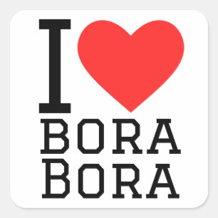 I love bora bora square sticker