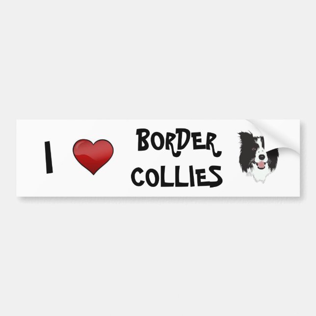 I Love Border Collies Bumper sticker (Front)