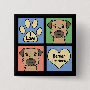 I Love Border Terriers 15 Cm Square Badge
