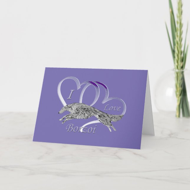 I Love Borzoi Holiday Card (Front)