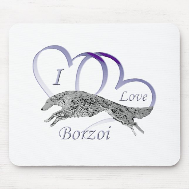 I Love Borzoi Mouse Mat (Front)