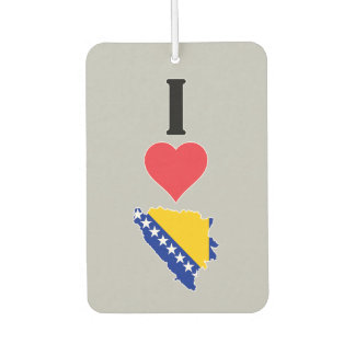 I Love Bosnia and Herzegovina Country Flag Map Car Air Freshener