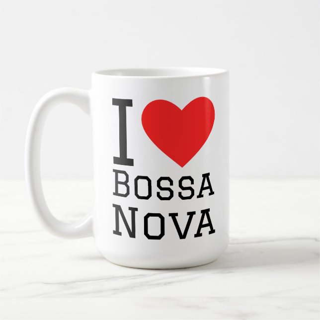 I love Bossa nova square sticker Coffee Mug (Left)