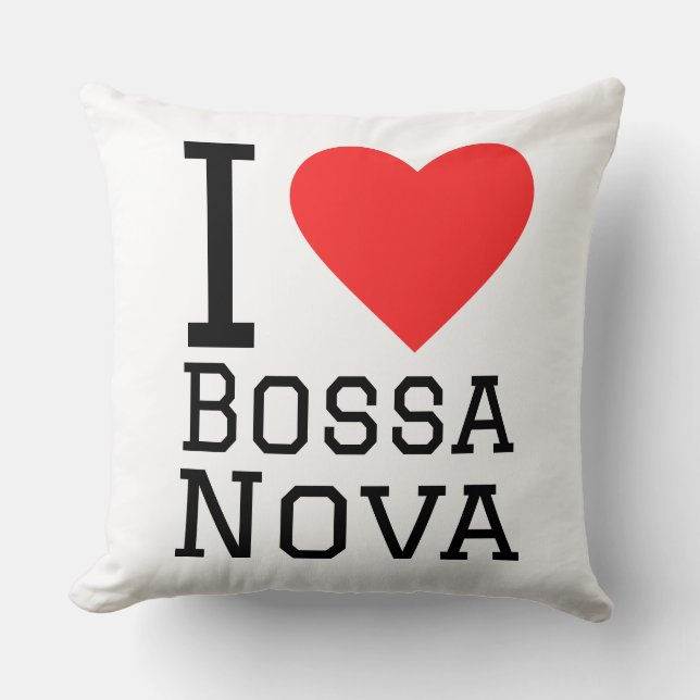 I love Bossa nova square sticker Cushion (Front)