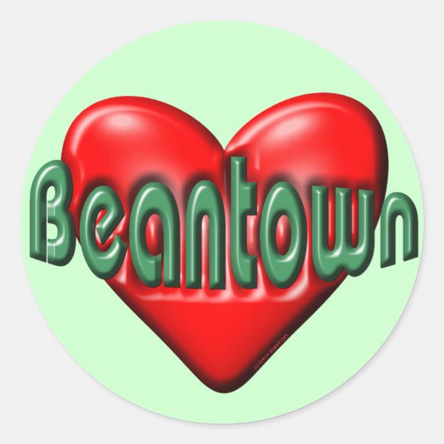 I Love Boston Classic Round Sticker (Front)