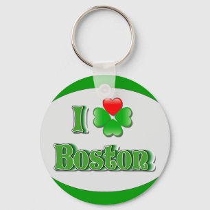i Love Boston - Clover Key Ring