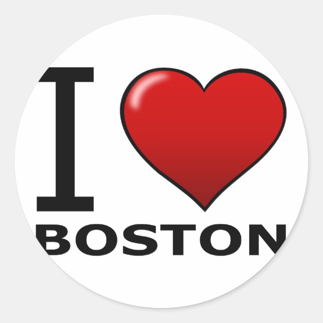 I LOVE BOSTON,MA - MASSACHUSETTS CLASSIC ROUND STICKER (Front)