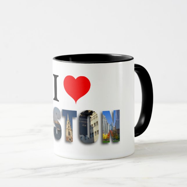 I Love Boston Massachusetts Travel City Photo Mug (Front Right)