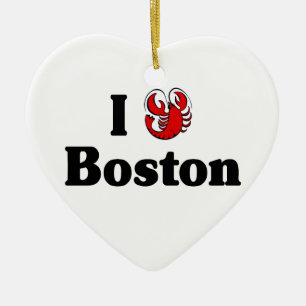 I Love Boston ormanent Ceramic Tree Decoration