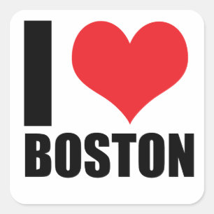 I love Boston Square Sticker