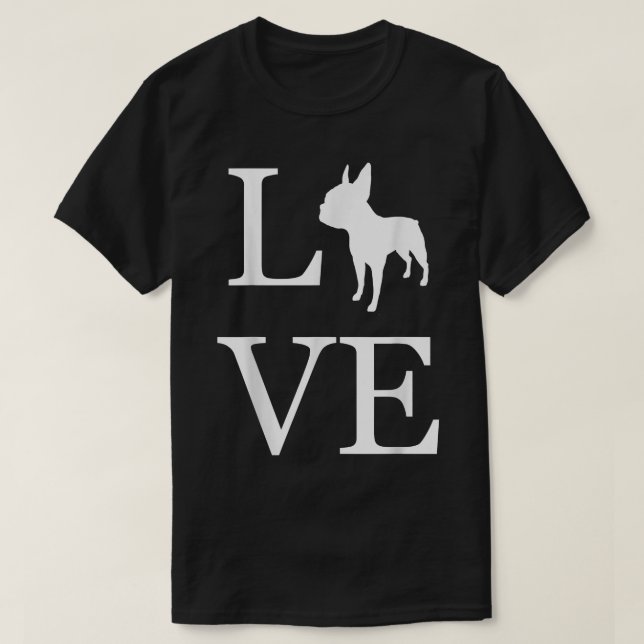 I Love Boston Terrier Dog Lover White Graphic Pet  T-Shirt (Design Front)