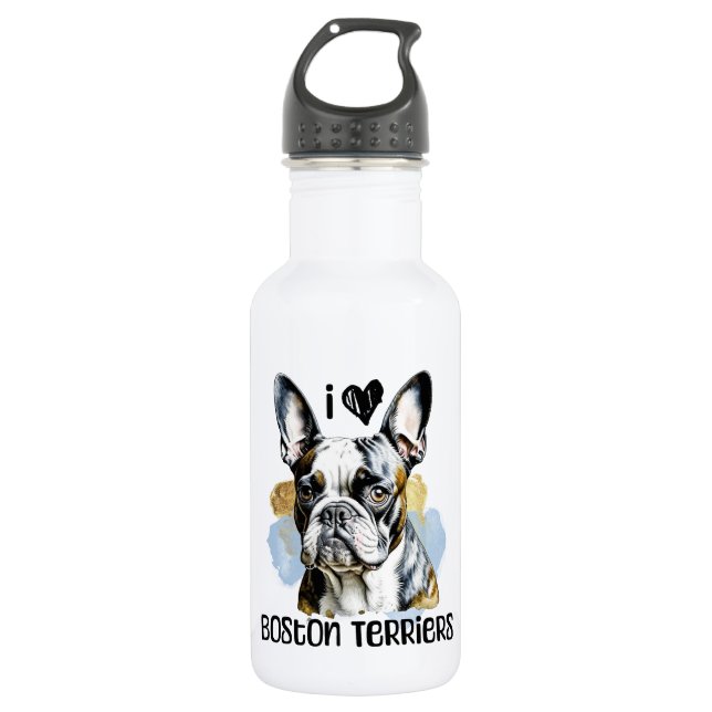 I Love Boston Terriers  532 Ml Water Bottle (Front)