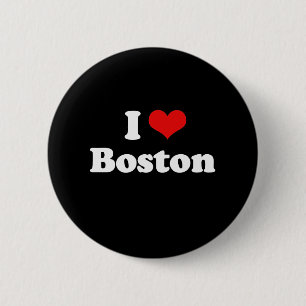 I Love Boston Tshirt White Tshirt 6 Cm Round Badge