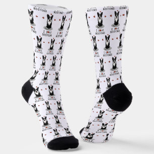 I Love Bostons - Boston Terriers (black & white) Socks