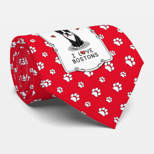 I Love Bostons Boston Terriers (black & white) Tie
