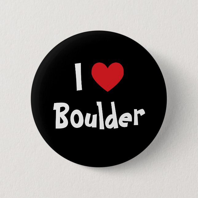 I Love Boulder 6 Cm Round Badge (Front)