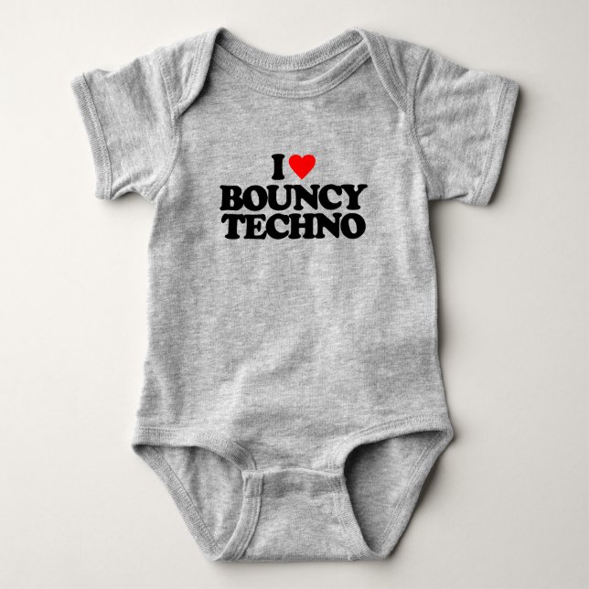 I LOVE BOUNCY TECHNO BABY BODYSUIT (Front)
