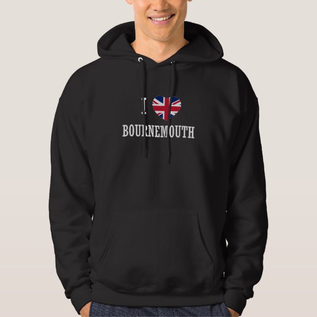 I Love Bournemouth England Union Jack Flag Heart E Hoodie (Front)