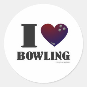 I love Bowling Classic Round Sticker