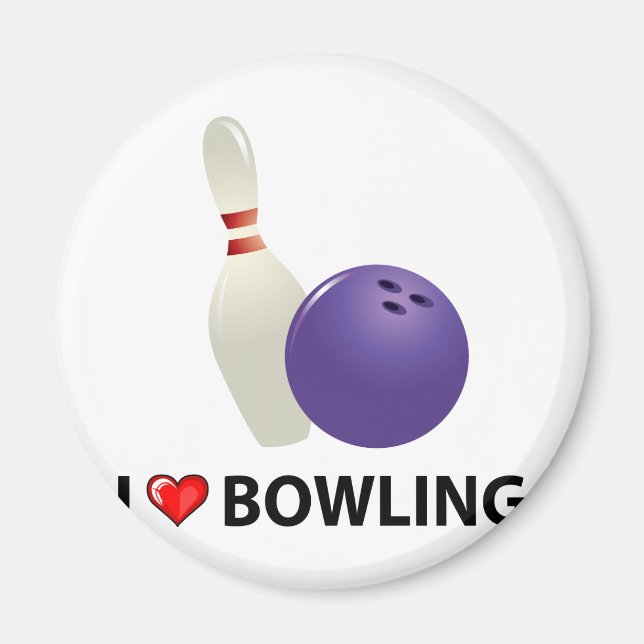 I Love Bowling Magnet (Front)