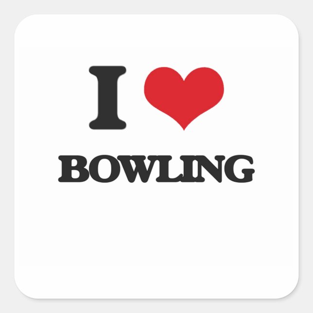 I Love Bowling Square Sticker (Front)