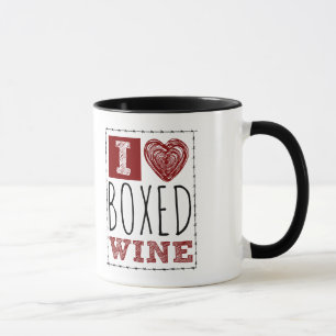 I Love Boxed Wine Barbed Wire Heart Mug