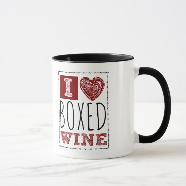 I Love Boxed Wine Barbed Wire Heart Mug (Right)