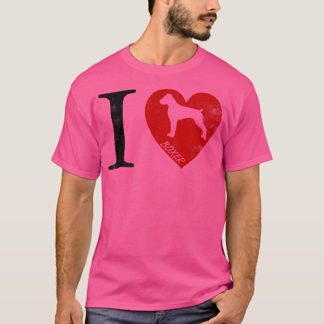 I Love Boxer 	 - Vintage Style Dog Tshirt (Front)