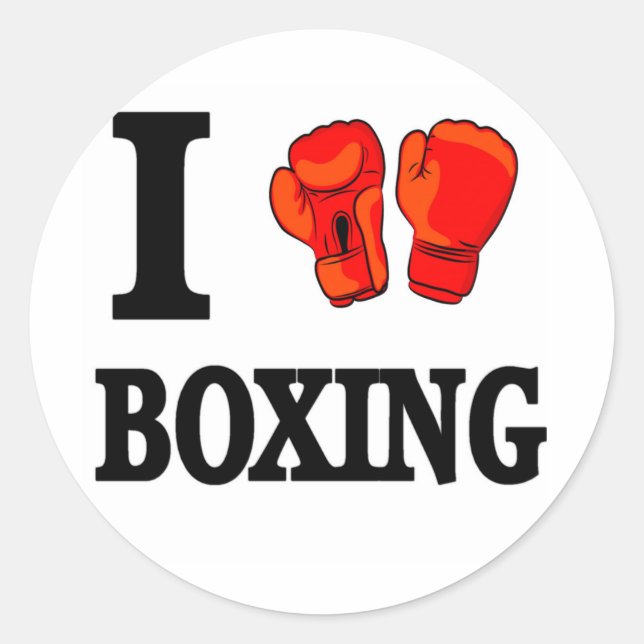 I Love Boxing Classic Round Sticker (Front)