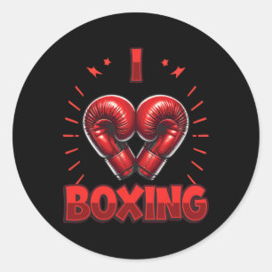 I Love Boxing Red Boxing Gloves Heartshape Love Bo Classic Round Sticker