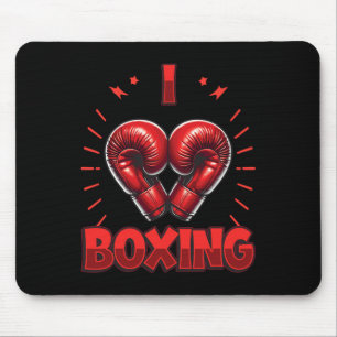 I Love Boxing Red Boxing Gloves Heartshape Love Bo Mouse Mat