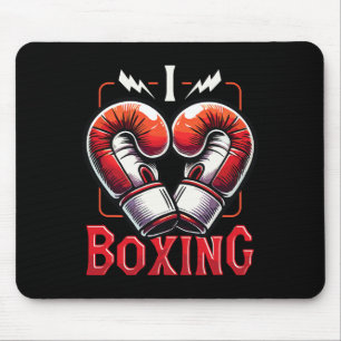 I Love Boxing Red Boxing Gloves Heartshape Love Bo Mouse Mat