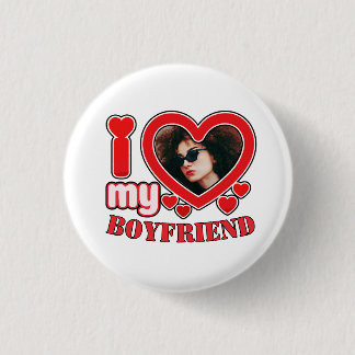I Love Boyfriend Girlfriend Bubbly Heart Photo 3 Cm Round Badge