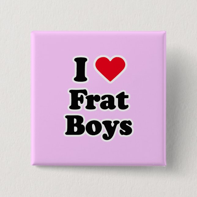 I love boys 15 cm square badge (Front)