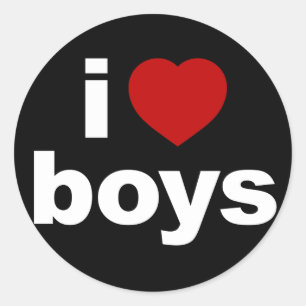 I Love Boys Black Sticker