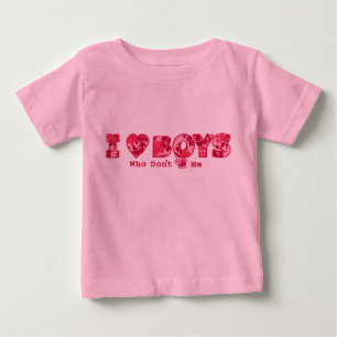 "I Love Boys" Infant Tee in  Pink / Pink