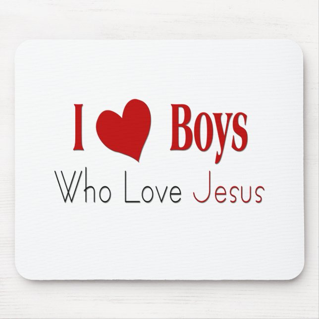 I Love Boys Mouse Mat (Front)