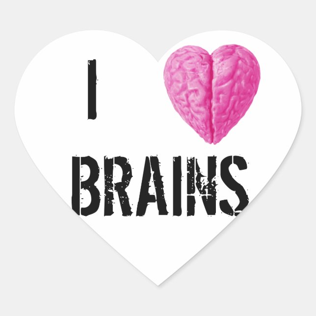 I Love Brains Heart Sticker (Front)