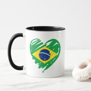 I Love Brazil - Brazilian Flag Heart Mug
