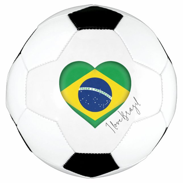 I Love Brazil Flag Colours Heart Soccer Ball (Front)