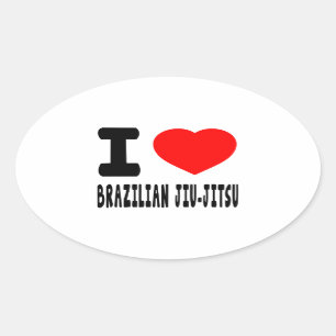 I Love Brazilian Jiu-Jitsu Oval Sticker