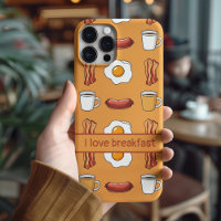 I love breakfast, Food pattern in yellow