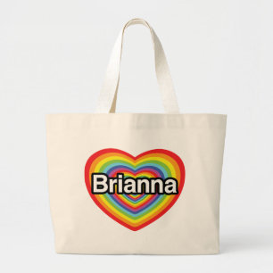 I love Brianna: rainbow heart Large Tote Bag