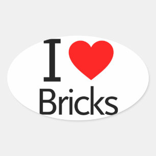 I Love Bricks Oval Sticker