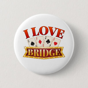 I Love Bridge Card Game Player 6 Cm Round Badge