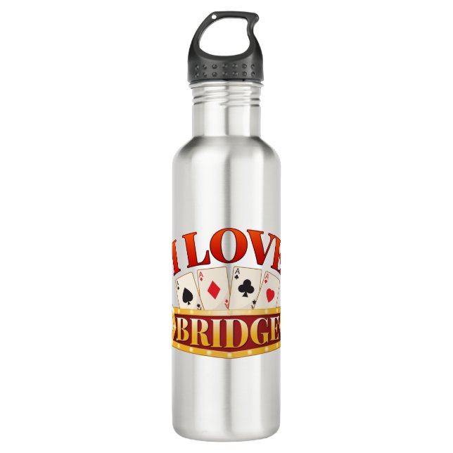 I Love Bridge Card Game Player 710 Ml Water Bottle (Front)