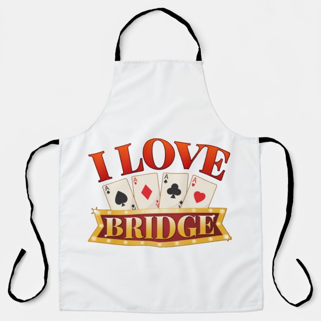 I Love Bridge Card Game Player Apron (Front)