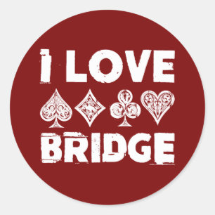 I Love Bridge Card Game Player Classic Round Sticker