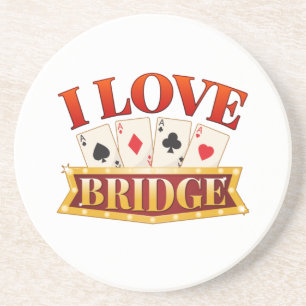 I Love Bridge Card Game Player Coaster